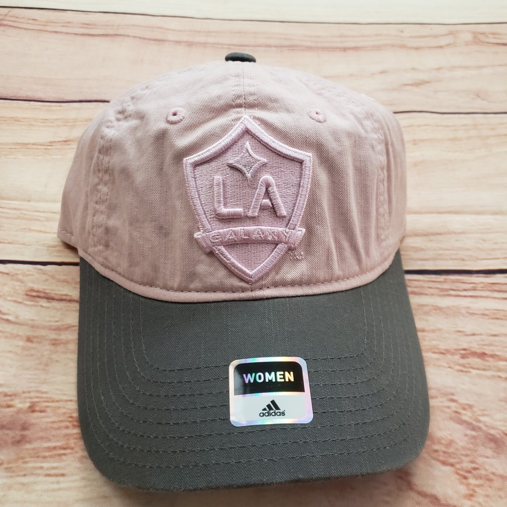 LA Galaxy Hat Cap MLS Soccer Pink Gray Adidas Women's Adjustable Futbol NEW